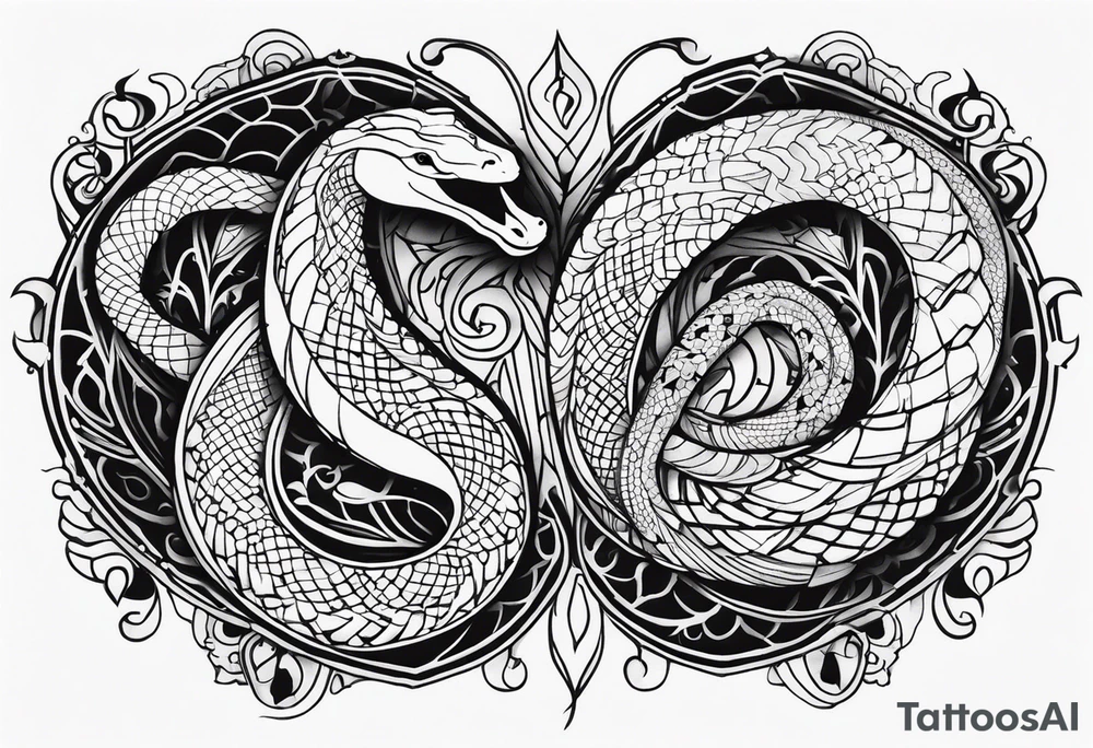 The name Harmony with a python through it tattoo idea