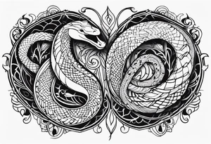 The name Harmony with a python through it tattoo idea