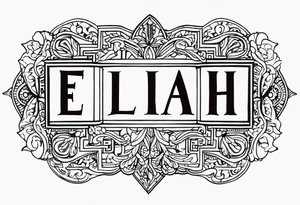 Date tattoo V・XVIII・MMXIX with the name Elijah discreetly placed tattoo idea