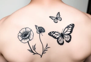 Zara and Kavya with poppy flower and butterfly tattoo idea