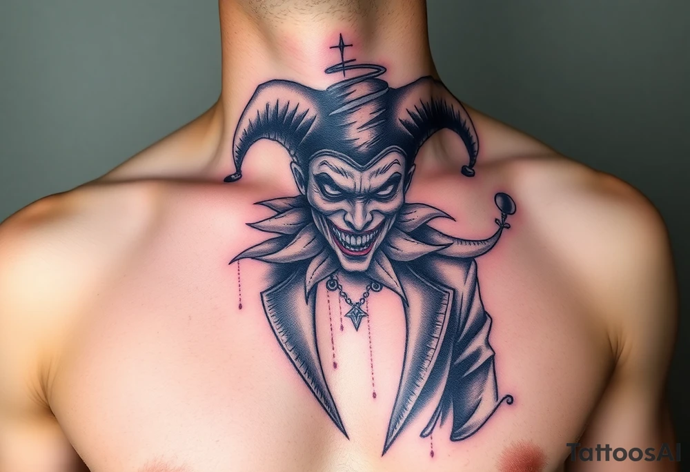 jester in a fog of smoke tattoo idea