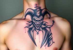 jester in a fog of smoke tattoo idea