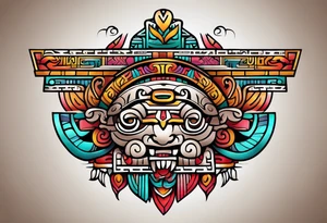 Colorful simple Mayan hieroglyph tattoo idea