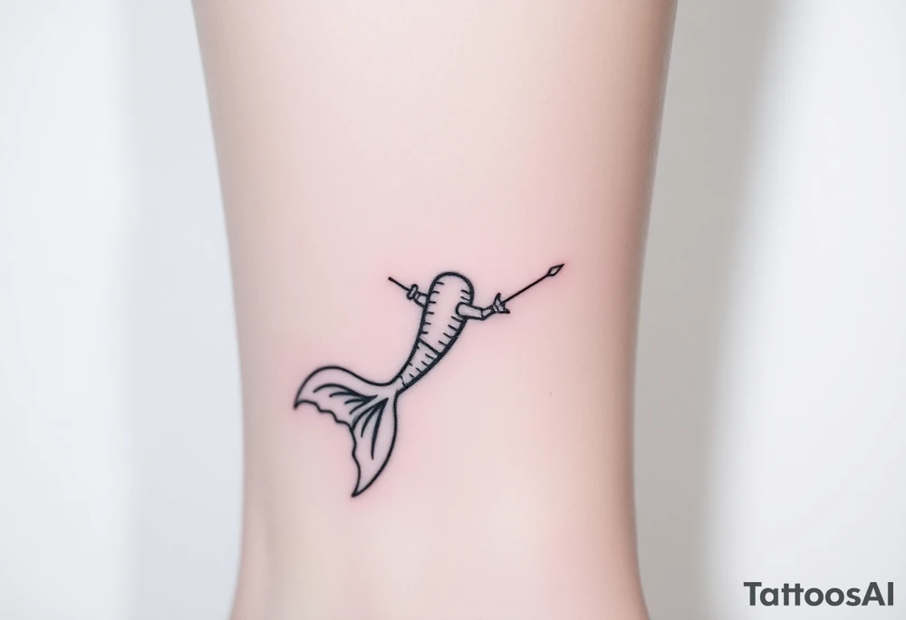 Mermaid tail with elbow crutches tattoo idea