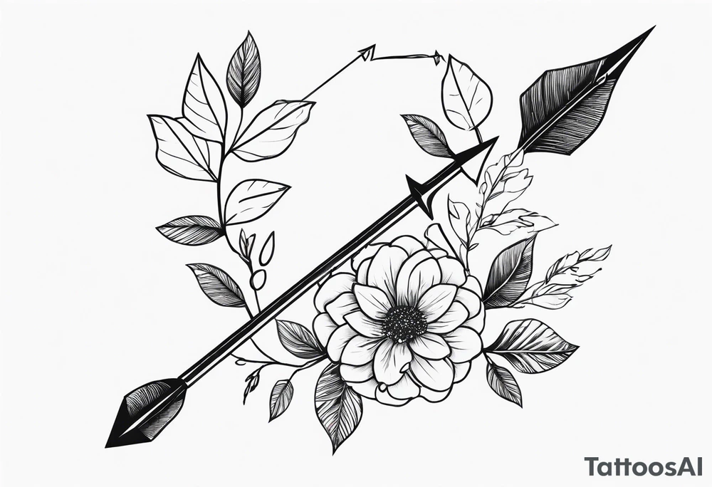 Nature-Inspired Arrow: Twisted with leaves and flowers. tattoo idea