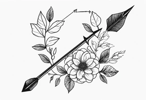 Nature-Inspired Arrow: Twisted with leaves and flowers. tattoo idea