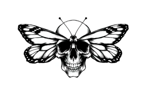 Butterfly infront of a skull tattoo idea