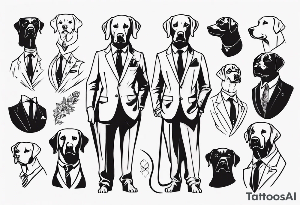 A labrador in a double breasted suit tattoo idea