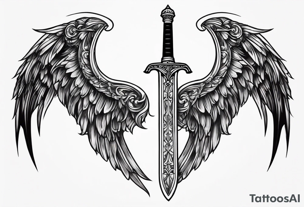 Sword with angel wings tattoo idea