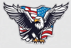 eagle flying holding American flag with beak tattoo idea