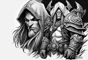 sylvanas and thrall from world of warcraft tattoo idea