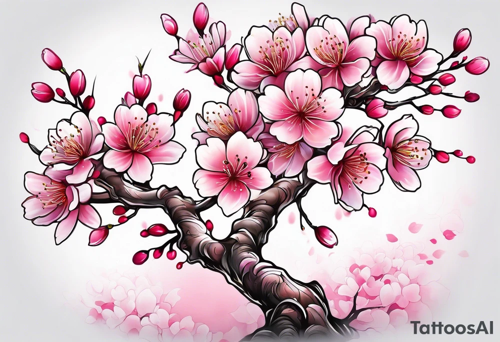 cherry blossom flower design tattoo idea