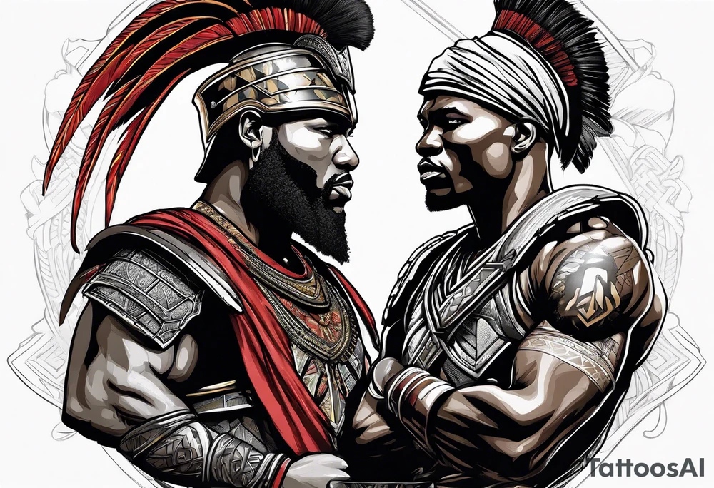 african warrior with Spartan soldier tattoo idea