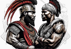 african warrior with Spartan soldier tattoo idea
