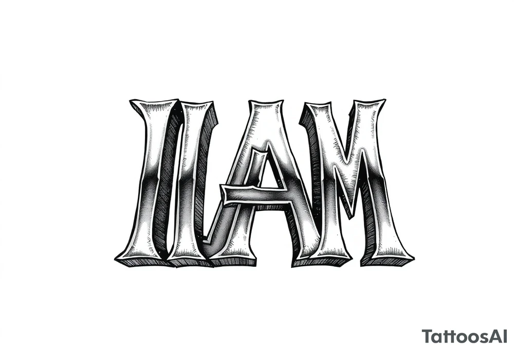 3D chrome letters I A M tattoo idea