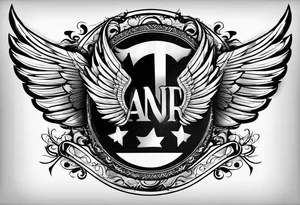 The word Glenn on a banner with angel wings tattoo idea
