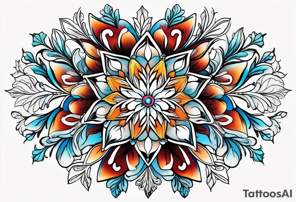 snowflake , flower tattoo idea