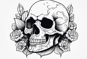 Very very very creepy skull tattoo idea
