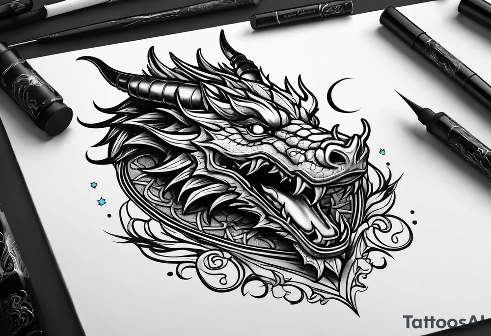 Dragon protecting a heart tattoo idea