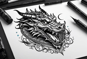 Dragon protecting a heart tattoo idea
