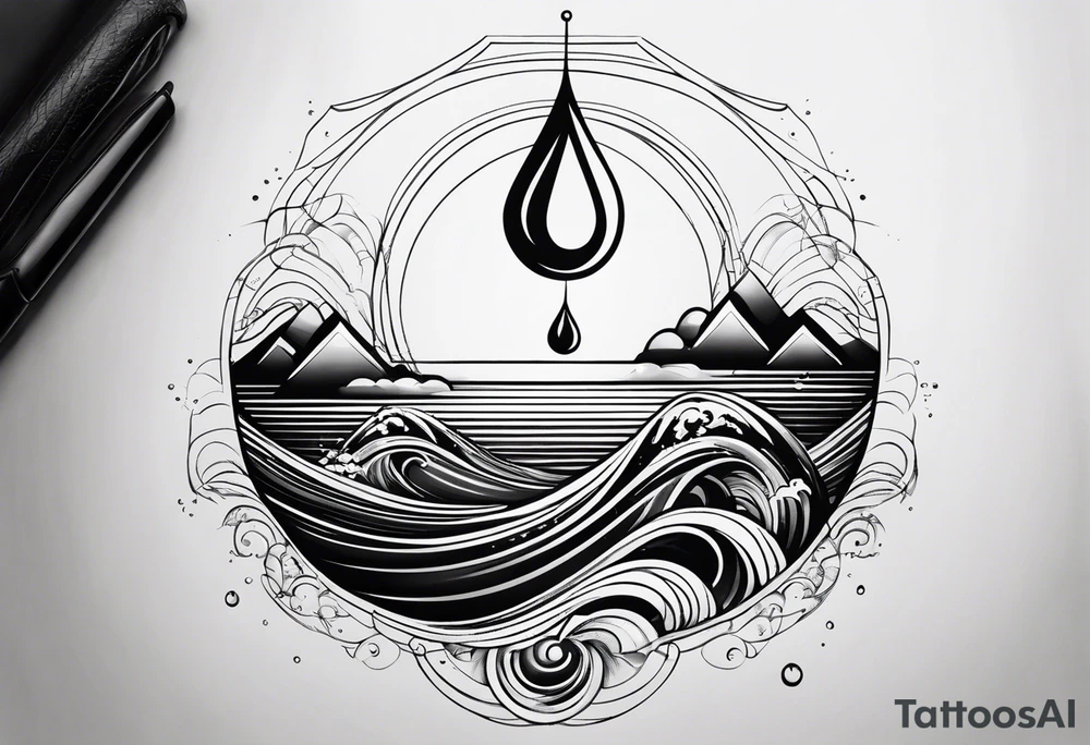 water drop falling into ocean tattoo idea
