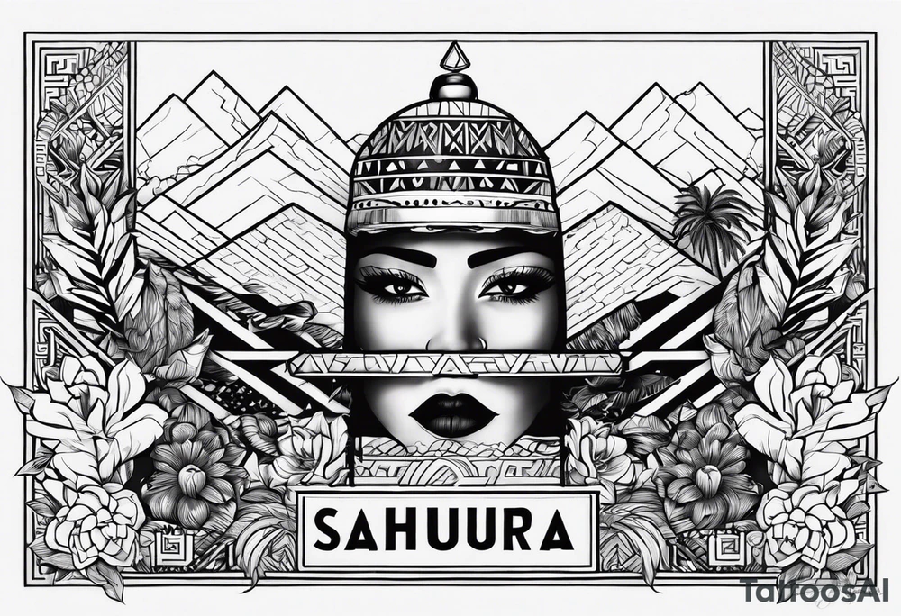 The last name Figueroa with the background being an image of Sahuayo Michoacán tattoo idea