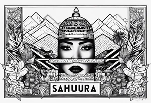 The last name Figueroa with the background being an image of Sahuayo Michoacán tattoo idea