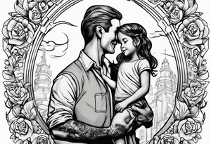 tall man holding little girl, in memory of Drew tattoo idea