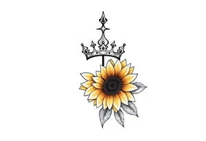 Sagittarius Genesis and a crown and sunflower tattoo idea
