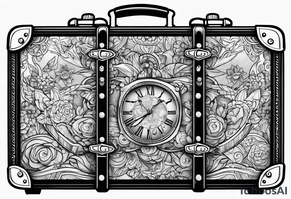 Cardboard suitcase lineart tattoo idea