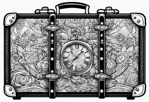 Cardboard suitcase lineart tattoo idea