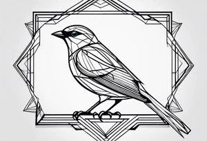 Geometric Black and white blue bird outline with no color tattoo idea
