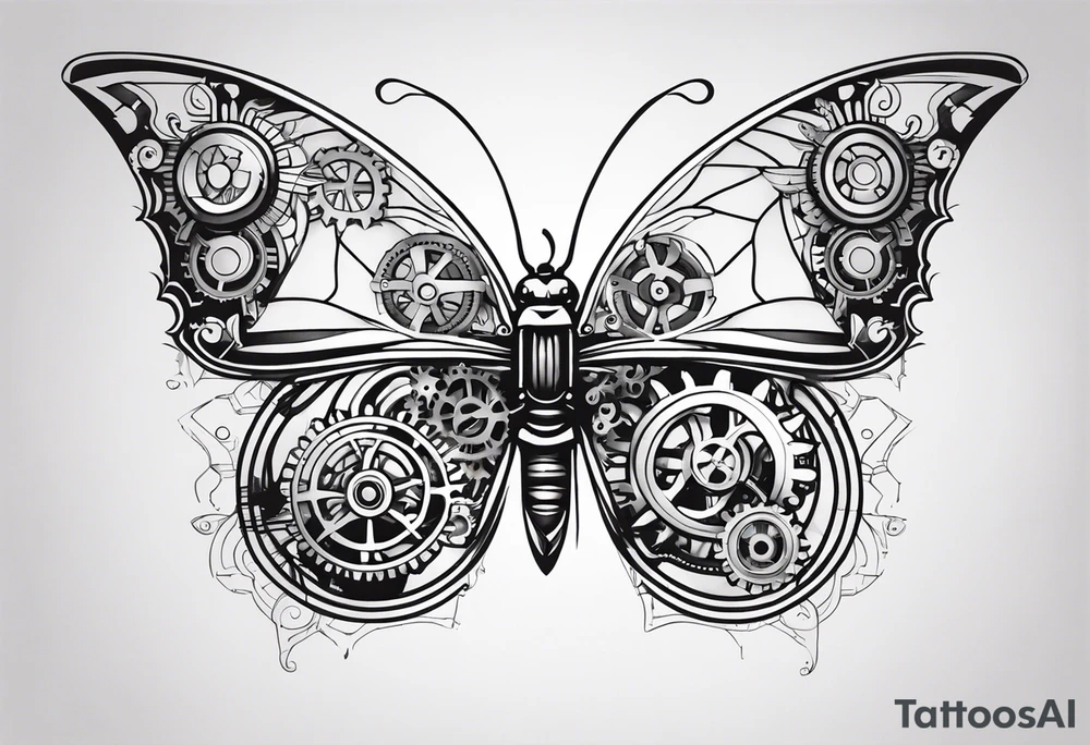 Steampunk-inspired butterfly with gears tattoo idea