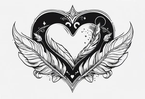 death scale weight heart and feather tattoo idea