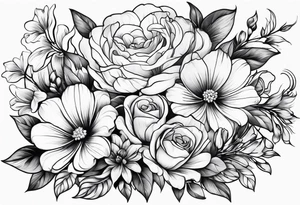 fine line flower bouquet tattoo tattoo idea