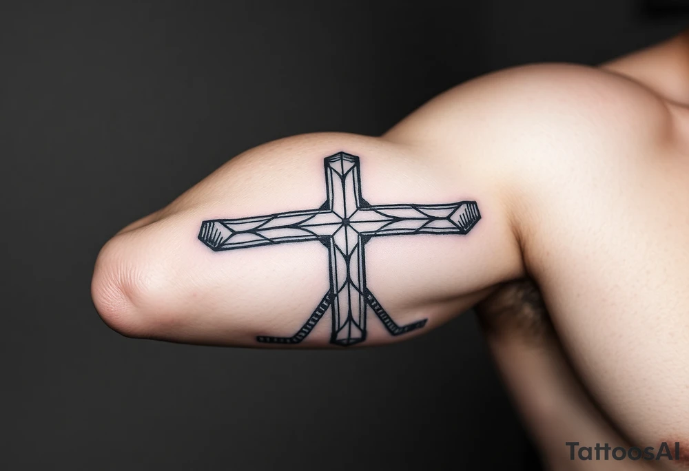 Hockey sticks made into a cross tattoo idea