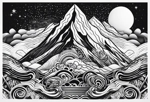 mountain and space maori style tattoo idea