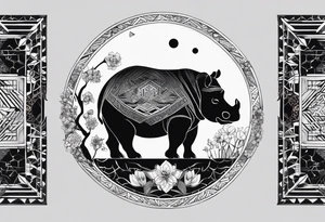 Very asymmetrical, +geometric pattern, with realistic full moon, with hippo at side look, +tribal, +geometric, +inkart , +blackwork
with wintersweet flower bud, +portrait orientation, +inkart touch, tattoo idea