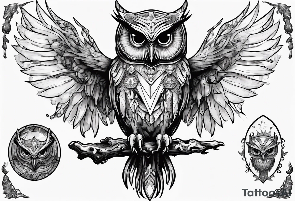 The Demon Owl Stolas, a Prince of Hell who is obsessed with gems, knowledge of astrology and poisonous plants. tattoo idea