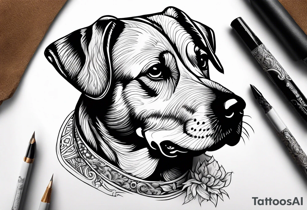 dog wearing a smoking tattoo idea