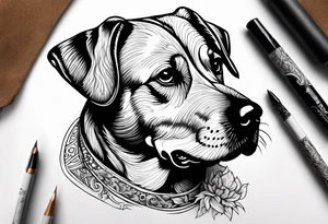 dog wearing a smoking tattoo idea