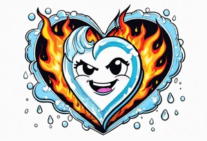 A heart that is covered in ice and also on fire tattoo idea