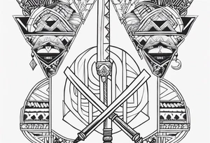 african, sword, chest tattoo, symmetrical, include neumann numerals, add shade tattoo idea