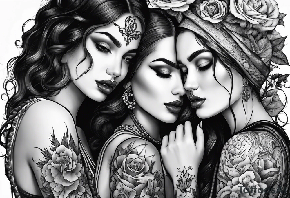 Sisters giving hands to each other tattoo idea