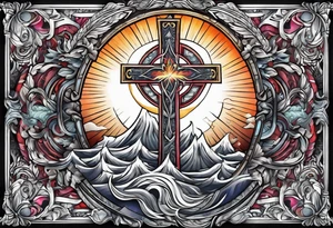 Cross with praying hands tattoo idea