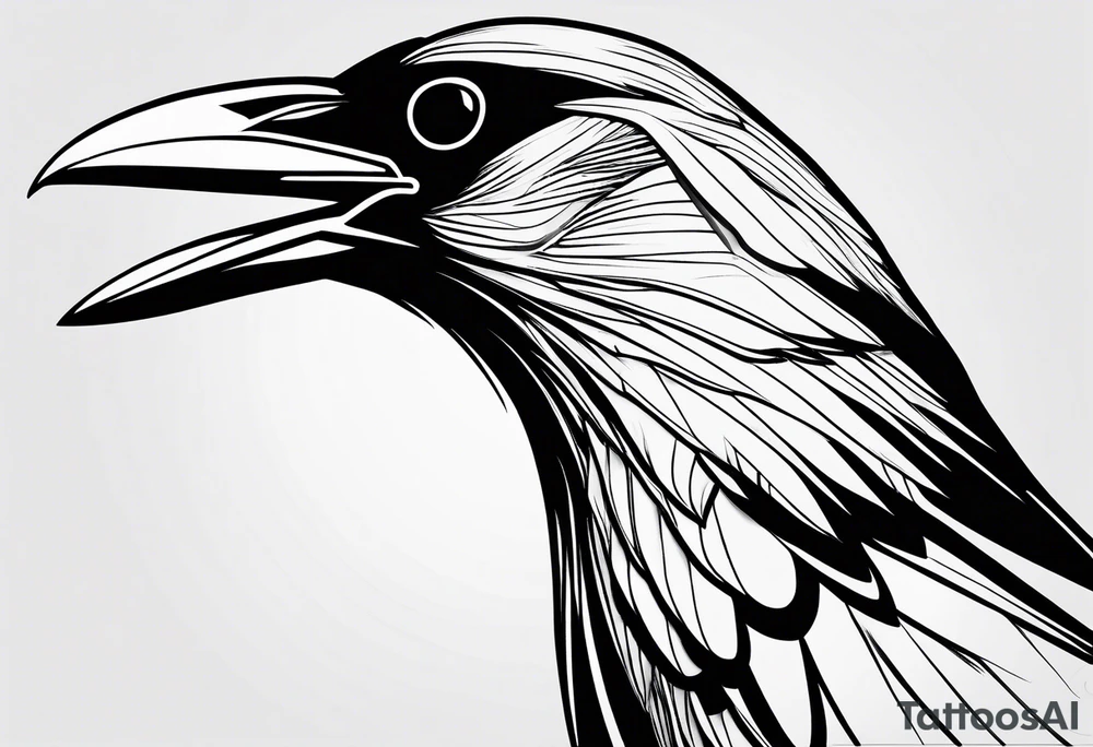 simple crow tattoo line artwork tattoo idea