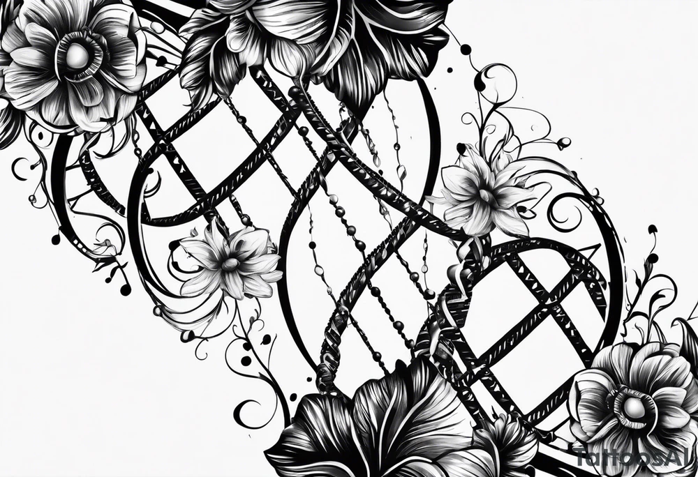 Double helix DNA as music notes tattoo idea