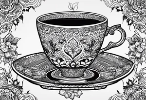 The outside should look like a stamp. So a stylus edge and a square and on the inside there should be a drawing of a Turkish teacup, i.e. a chai. tattoo idea