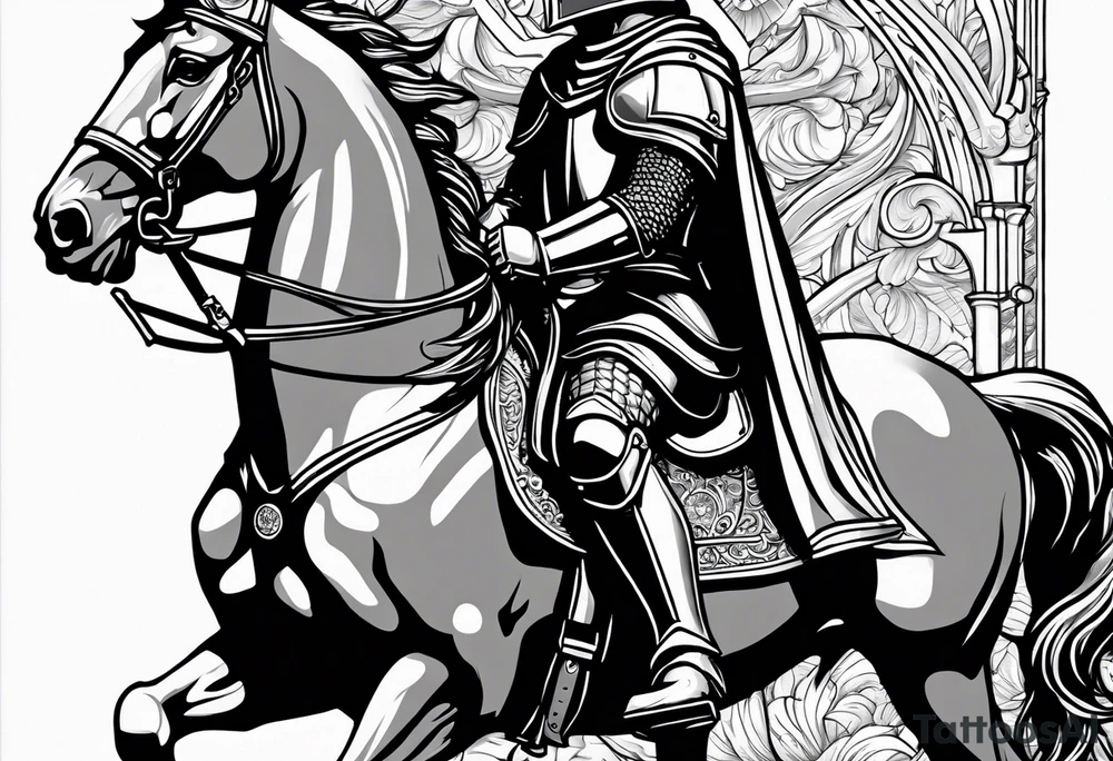 knight holding a bible over his head tattoo idea