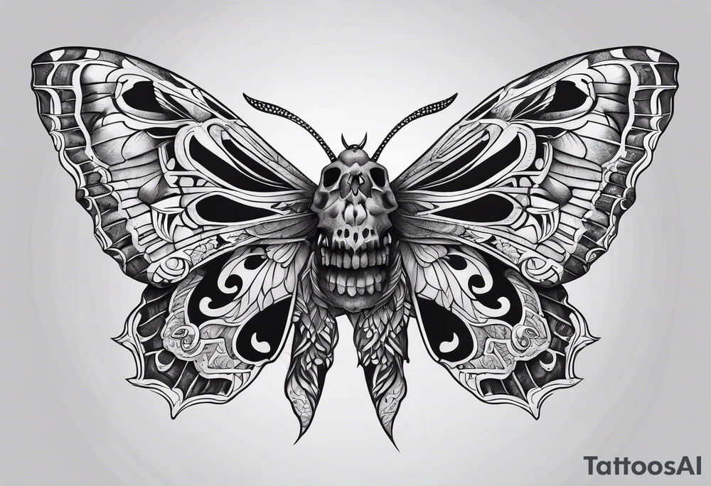 Skull moth hand tattoo tattoo idea